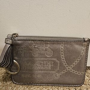 Coach Silver POPPY  Leather Card Wallet